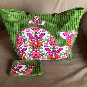 Vera Bradley summer whale bag with pouch